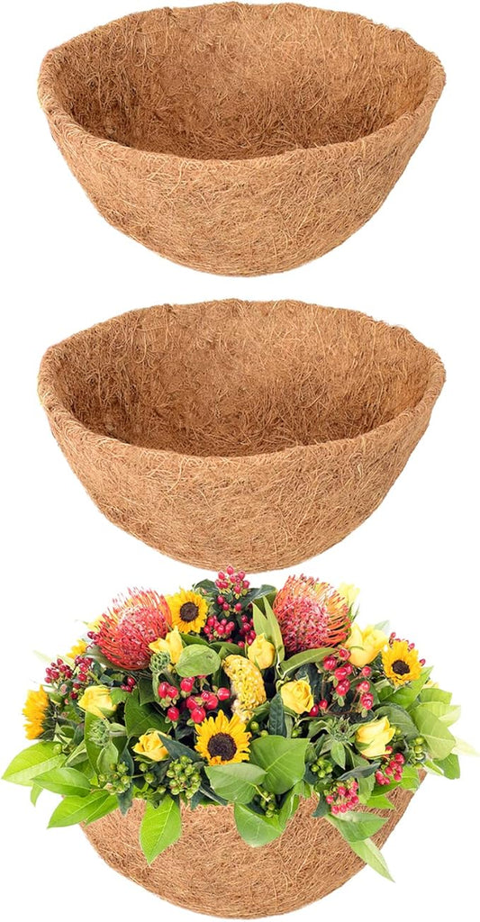 Legigo 3 Pack 8 Inch Hanging Basket Coco Liners Replacement, 100% Natural Round Coconut Coco Fiber Planter Basket Liners for Hanging Basket Flowers/Vegetables
