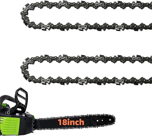 2 Pack 18 Inch Chainsaw Chain 62 Drive Links .050" Gauge, 3/8" Pitch, 18" Replacement Chain Low-Kickback Chainsaw Chains Compatible with Husqvarna, Echo, Poulan, Craftsman and more