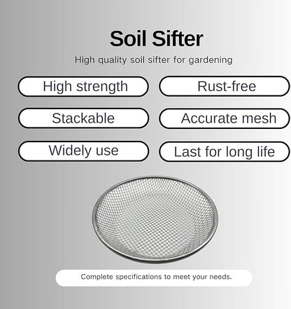 3 PCS Soil Sieve for Garen -12 inches Soil Sifter for Rocks Compost Suitable for 5 Gallon Drums 10mm，6mm，3mm