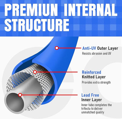 Heavy Duty Garden Hose 75 ft, Non-Expanding Flexible Water Hose, Kink Resistant Lightweight Hybrid Hose, Leakproof Hose Male to Female Fittings