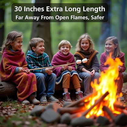 125 PCS 30-Inch Extra Thick 6.3mm Smores Sticks & Marshmallow Sticks for Fire Pit & Campfire – Heavy Duty Long Bamboo Skewers for Grilling, BBQ, Hot Dogs, Camping, and Plant Stakes – VESYMAN