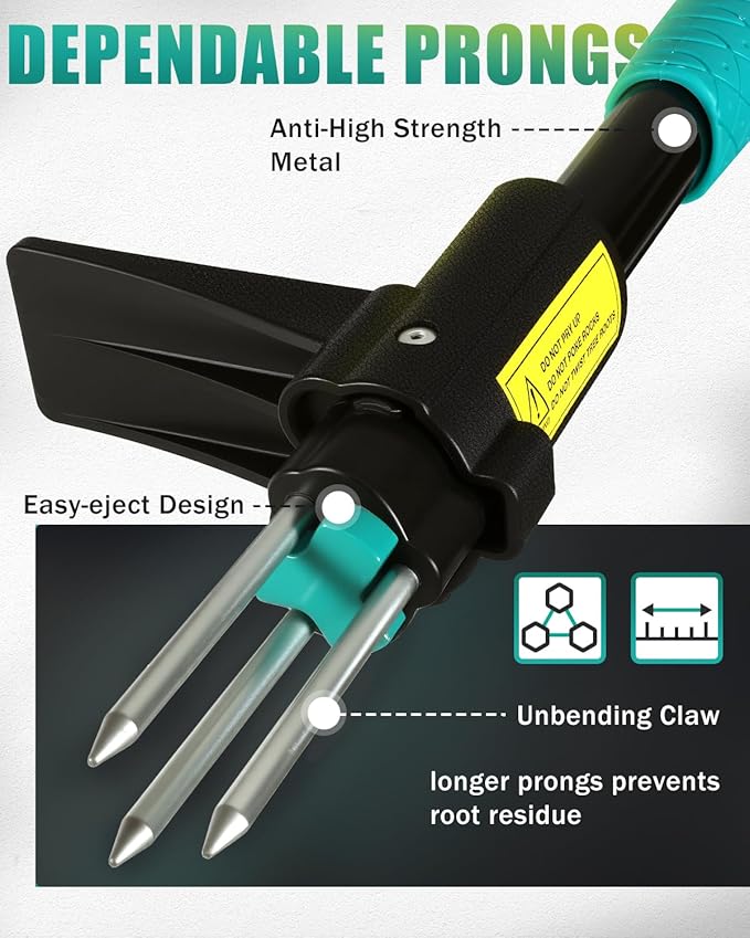 Breeze Touch 39" Weed Pulling Tool, 3-Claw Detachable Weed Puller Tool with Long Handle, Heavy Duty Stand Up Weeder Weeding Tool for Lawn, Yard, Garden, Crabgrass, Dandelion Picker, Weed Remover