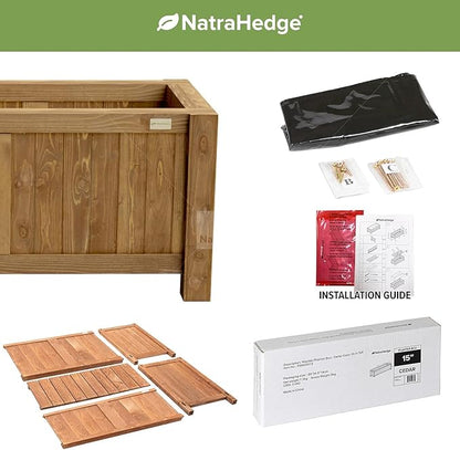 NatraHedge 15" Hampton Classic Wooden Planter Box Indoor and Outdoor Use for Patio Garden (44" x 15" x 15")