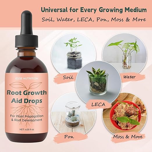 Root Growth Aid Drops - Rooting Hormone for Cuttings | Propagation Drops for Faster Roots & Less Shock | Works in Water, Soil, LECA | for Pothos, Monstera & All Houseplants (4 oz)