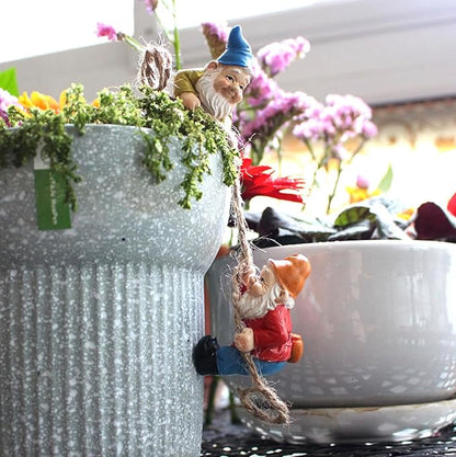 4Pcs Gnomes Set Indoor Outdoor Decor, Miniature Flower Pot Figurines Mini Statue for Fairy Garden Desk Ornament Yard Dwarf Office Decoration