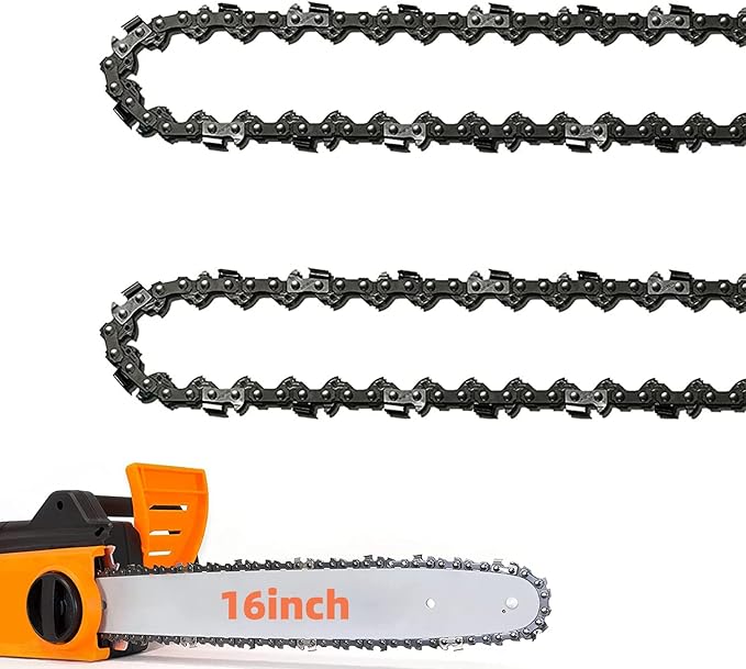 2 Pack 16 Inch Chainsaw Chain 56 Drive Links .050" Gauge, 3/8" Pitch, 16" Replacement Chain Low-Kickback Chainsaw Chains Compatible with Craftsman, Echo, Homelite, Poulan and more