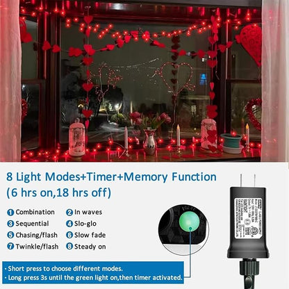 YEGUO 165ft 500 LED Christmas Lights Outdoor Waterproof, Red String Lights Plug in, Twinkle Christmas Tree Lights Indoor with Timer Memory 8 Modes