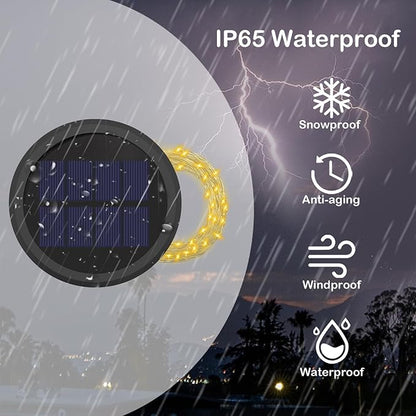VOOKRY Watering Can Solar Lights Replacement Top - 1 Pack 3.6in Round Solar Panel with 3.5Ft 80 LED Flashing String Lights, Outdoor Waterproof Lantern Decorative Battery Box Replacement Accessories