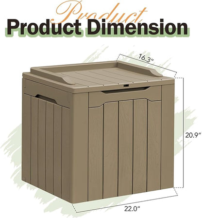 Greesum 31 Gallon Resin Deck Box All Weather Outdoor Storage Boxes for Patio Furniture Set,Outdoor Toys,Garden Tools,Light Coffee