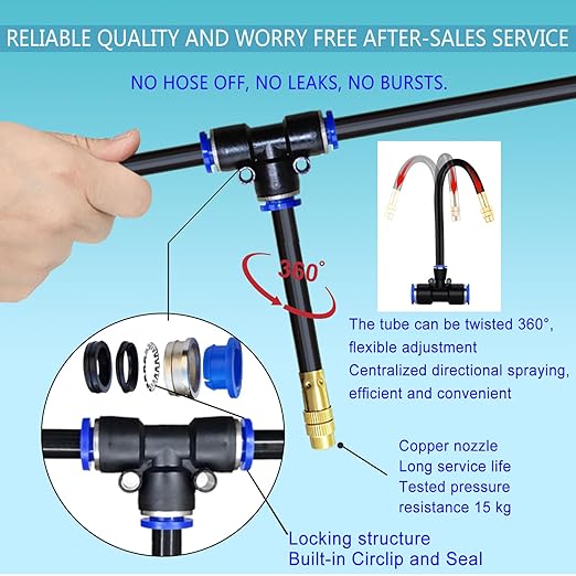 Greenhouse Drip Irrigation Kit Automatic Irrigation System 360°Adjustable 20 Brass Spray Nozzles 12mm Irrigation Tubing Hose Patio Misting Plant Watering with 65Ft Blank Distribution Tubing Hose