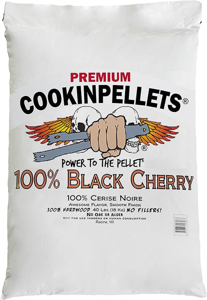 CookinPellets 40 Pound Premium All Natural Black Cherry Hardwood Grill Smoker Wood Cooking Pellets, for BBQ, Meat, and Veggies, Brown