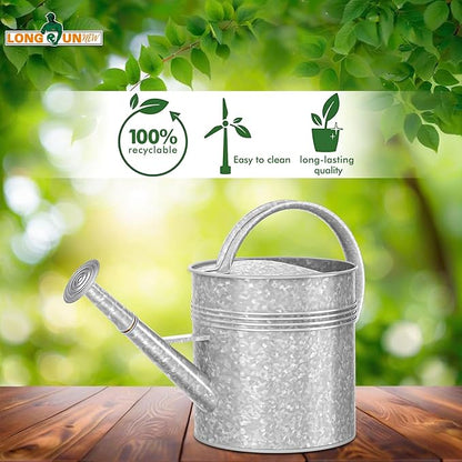Galvanized Iron Watering Can for Indoor Plants, Oval Watering Cans for House Plant Garden Flower, Long Spout Water Can for Outdoor Watering Plants 9.46L 2.5 Gallon
