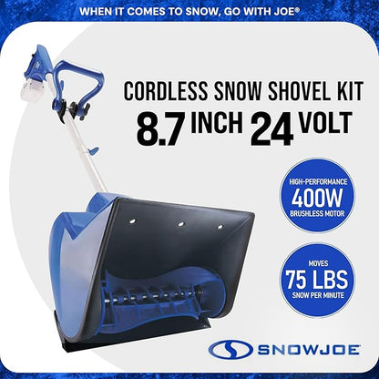 Snow Joe 24V Cordless Electric Shovel Kit w/ 5Ah Battery & Charger, 11″ Clearing Width, 400W Motor – Portable, Lightweight, Heavy-Duty Ice Removal for Deck, Patio, Driveway & Sidewalk, 24V-SS11-XR