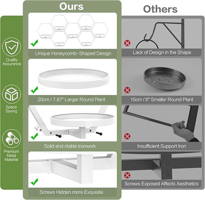 3 Packs Wall Planters for Indoor Plants, 7.9inch Metal Wall Plant Holder Hanger Wall Decor, Wall-Mounted Hanging Planters Window Plant Shelves Outdoor(White)