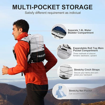 Running Hydration Vest Backpack, Lightweight Water Backpack with 1.6L Water Bladder Daypack for Women Men,Adjustable Running Vest Pack for Trail Running Hiking Cycling Race Marathon