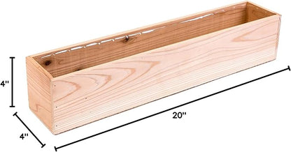20" Rectangular Rustic Wood Planter with Plastic Liner l Rose Wood l Country Style, Home and Wedding Decorations, Garden Ornaments (20x4 Set of 2, Rose Wood)