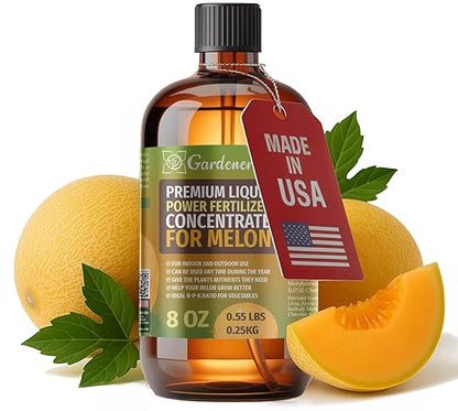 Liquid Power Melon Fertilizer - Professional Liquid Plant Food for Melon - Fast-Acting Concentrate for Growth, Strong Roots & High-Yield Harvest - 8 oz - Indoor & Outdoor Use