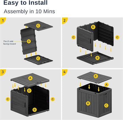 EAST OAK Outdoor Storage Box, 31 Gallon Deck Box, Waterproof Resin Storage Bin for Patio Cushions, Gardening Tools, Accessories, Lockable, UV Resistant, Black