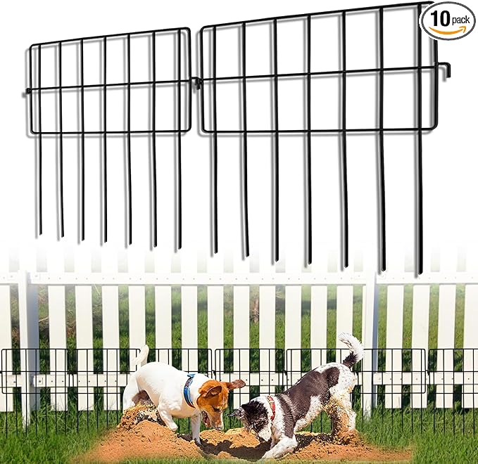 17in(H) x 10ft(L) Garden Fence Animal Barrier No Dig, 10 Panels Rustproof Small Metal Fencing, 1.5in Gap Fence Border, Outdoor Decorative Fence for Yard Dogs Rabbits