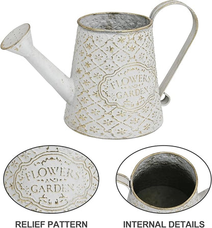 Vintage Metal Flower & Garden Watering Can, Rustic Farmhouse Decorative Watering Pot Planter for Home Patio Backyard Outdoor Plant Care