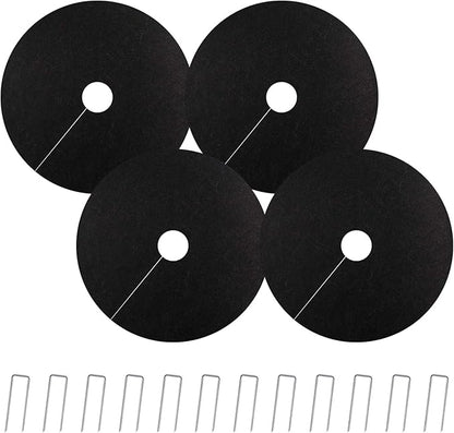 YBB Tree Weed Barrier Mat, Non-Woven Degradable Garden Weed Barrier Landscape Fabric Mulch Ring Tree Protector with Stakes (6 Pack)