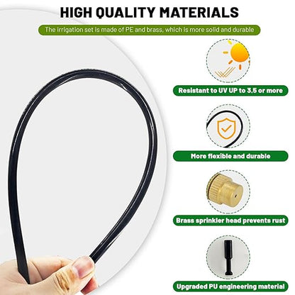 360° Adjustable Drip Irrigation System - 40FT Garden Watering System with 13 Nozzles, Garden Irrigation System, Greenhouse Accessories, Atomizing System for Yard, Lawn, Plants, 5/16 inch Hose