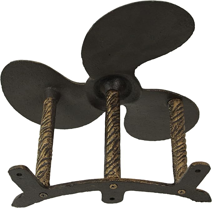 Bronze Finish Cast Iron Boat Propeller Wall-Mounted Decorative Garden Hose Hanger - Nautical Outdoor Hose Holder Decor to Add Maritime Charm to Your Garden