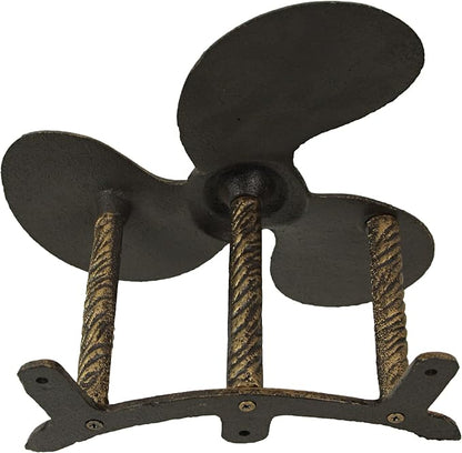 Bronze Finish Cast Iron Boat Propeller Wall-Mounted Decorative Garden Hose Hanger - Nautical Outdoor Hose Holder Decor to Add Maritime Charm to Your Garden