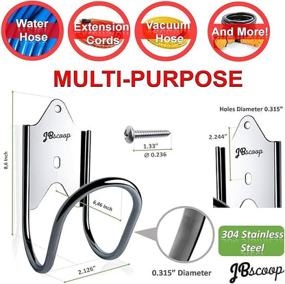 JBscoop Stainless Steel Garden Hose Hanger, Heavy Duty Wall Mount Holder (1, 80 Foot)