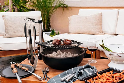 Bola Traveler | Completely Adjustable & Rotatable Tabletop-Safe Charcoal BBQ Grill (Black)