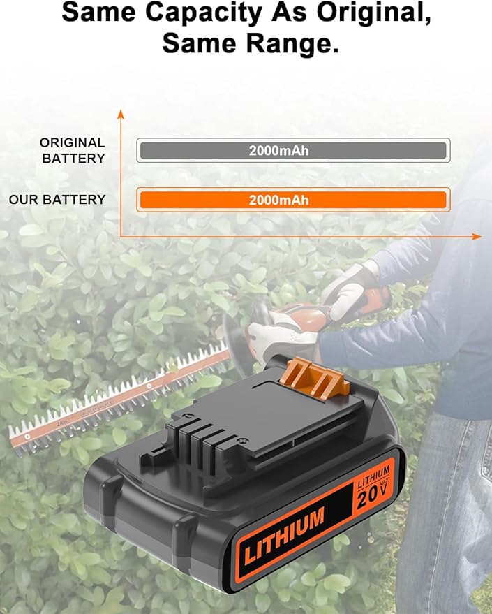 IEFUU 20 Volt MAX 2.0Ah Compatible with Black and Decker Battery 20 Volt LBXR20 LBX20 LB20 LB2X4020, Compatible with All Black & Decker 20V Cordless Power Tools B&D Lithium ion Battery