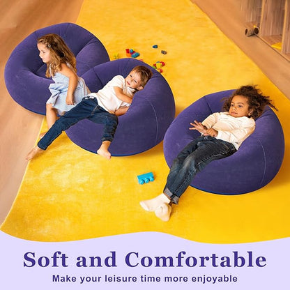 Realspring Inflatable Bean Bag Chairs Outdoor Blow up Camping Chairs Inflatable Lazy Sofa Folding Portable Bean Bag Loungers Couch for Movie Night(Blue,4 Pcs)