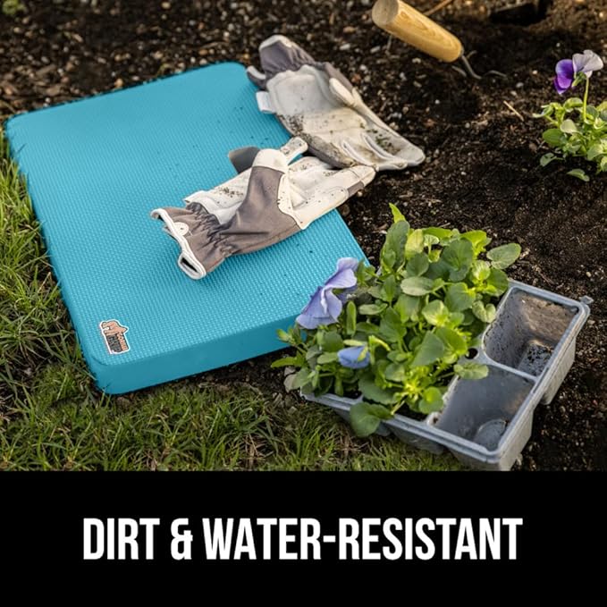 GORILLA GRIP Extra Thick Patent Pending Soft Foam Kneeling Pad, Supportive Large Cushion Knee Pads for Gardening, Baby Bath, Dirt and Water Resistant, Workout and Garden Supplies, 17.5x11, Turquoise