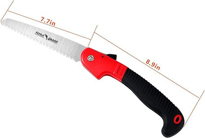 FLORA GUARD 7.7-Inch Folding Saw, Pruning Hand Saw with Triple-Cut Razor Teeth for Wood Cutting, Tree Trimming, and Camping