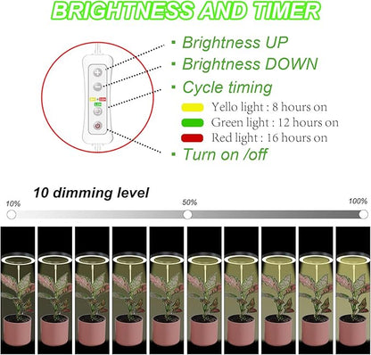 Plant Grow Light,yadoker LED Growing Light Full Spectrum for Indoor Plants,Height Adjustable, Automatic Timer, 5V Low Safe Voltage,Idea for Large Plant Light, 2 Pack