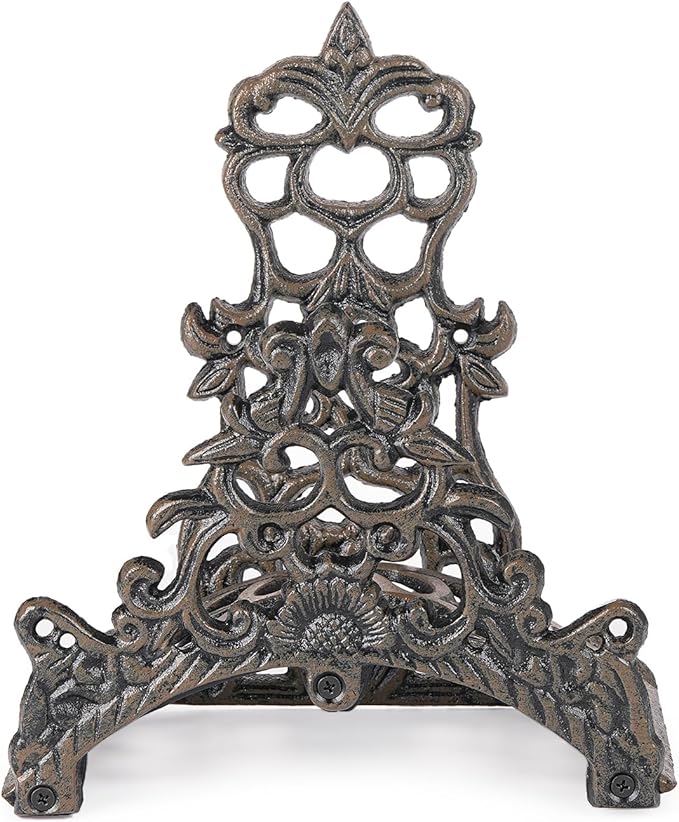 Sungmor Heavy Duty Cast Iron Garden Hose Holder - Wall Mounted Water Hose Hanger - Antique Emblem Decorative Hose Reel - Water Hose Rack Butler Storage - Two Installation Methods Wall Decor Holder