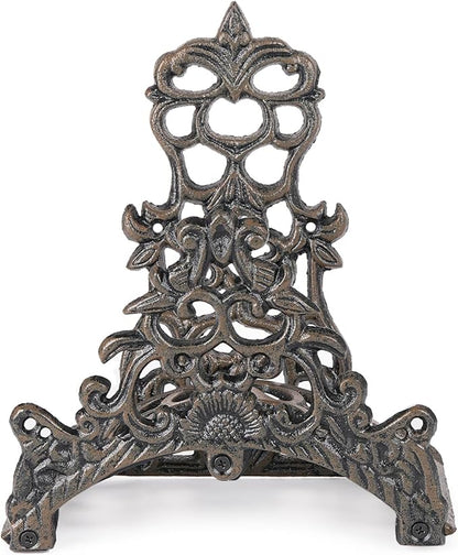 Sungmor Heavy Duty Cast Iron Garden Hose Holder - Wall Mounted Water Hose Hanger - Antique Emblem Decorative Hose Reel - Water Hose Rack Butler Storage - Two Installation Methods Wall Decor Holder