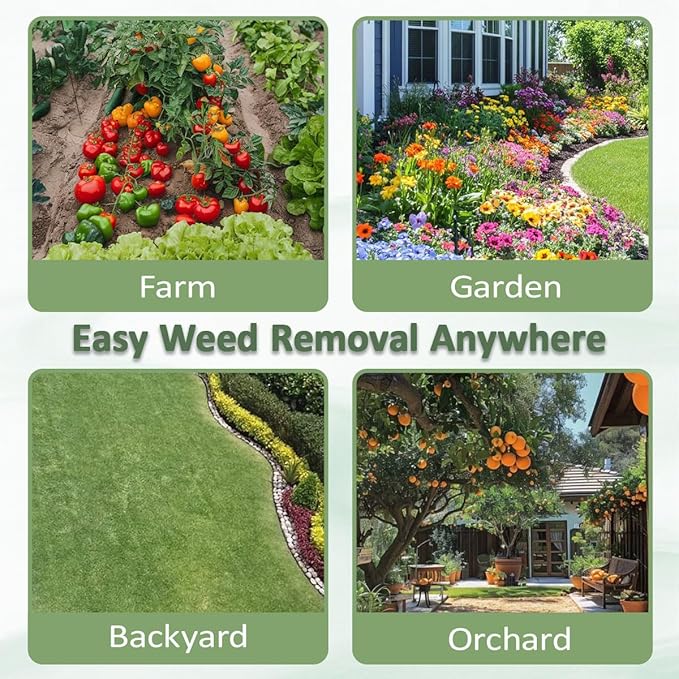 Weed Puller, Manual Weed Remover Tool with Rubber Handle, 6-Tine Forged Manganese Steel Weed Puller Tool Weeder for Yard Farm Garden