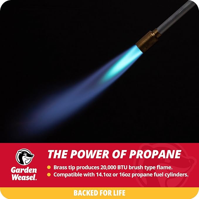 Garden Weasel WeedTorch | Weed Burner with Integrated Lighter | Propane Fire Starter, Torch for Weeds | 98007-A