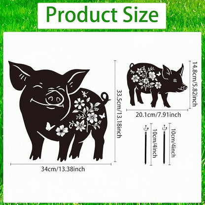 Pig Metal Garden Stakes Yard Decor, 2PCS Black Pig Silhouette Statues Garden Decorative Gifts for Yard Art, Patio, Outside, Lawn Ornaments, Outdoor Yard Art