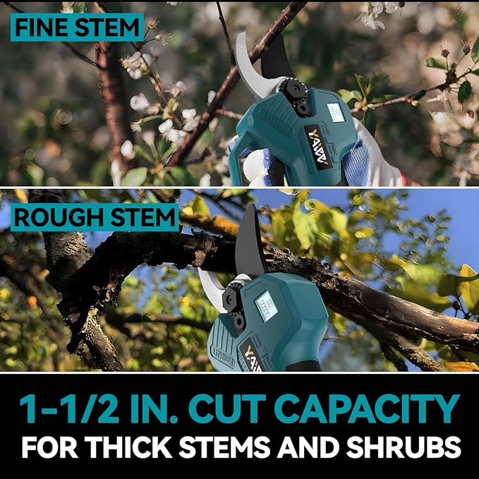Brushless Electric Pruning Shears for Makita 18V Battery, Portable Cordless Pruning Shears with LCD Display＆SK5 Blades, Adjustable Cutting Diameter 0.8-1.2 Inch for Gardening Tree Pruning(NO Battery)