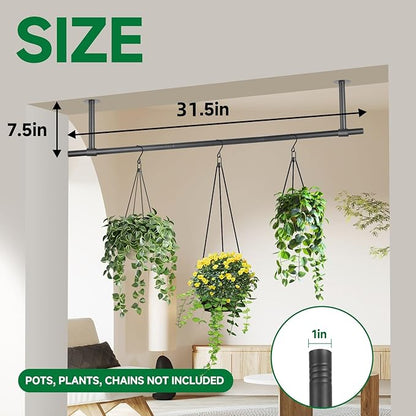 2 pcs Hanging Planters Rod – Plant Hanger Indoor for Window Ceiling, Hanging Plant Shelf for Wall Planter House Plants, Plant Shelves Metal Holder Bar 47.5In (Pots, Plants, Chains not Included)