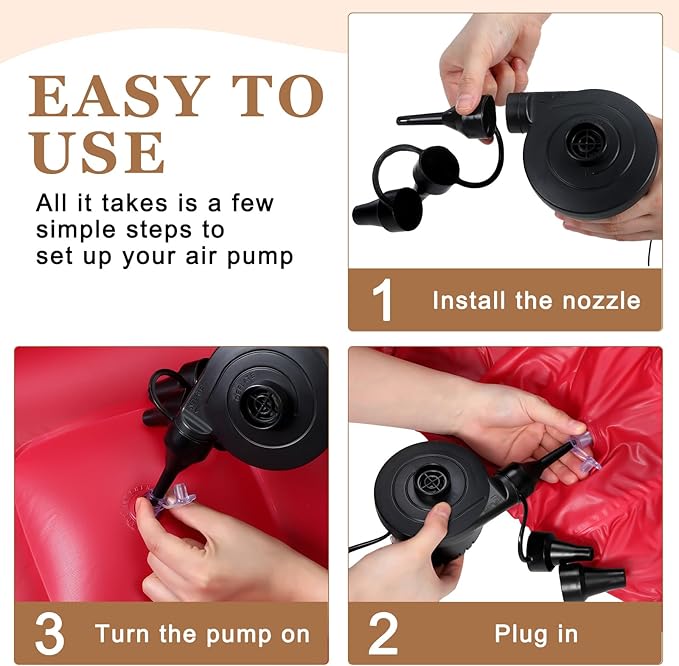 Realspring 6 Pcs Bean Bag Chairs for Adults Inflatable Chairs with Electric Air Pump,Blow up Couch Folding Portable Inflatable Couch Lazy Sofa for Reading Living Room Camping (Red)