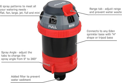 Eden 16039 Adjustable 6-Pattern Mobile Rotary Gear Drive Lawn & Garden Sprinkler Head