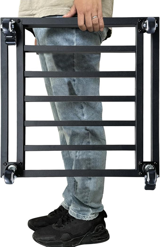 20" Square Plant Stand with Wheels Heavy Duty,Large Metal Plant Caddy Indoor Outdoor Use,Rolling Plant Dolly with Industrial Casters,Rust-Proof Black Plant Tray for Large Planters Pots,1-Pack