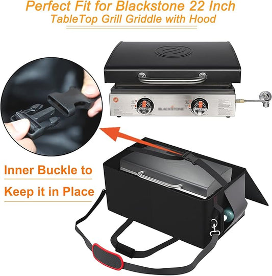 22 Inch Griddle Carry Bag Fits for Blackstone 1813 22 inch Tabletop Griddle with Hood Lid,Exclusively Fits for Blackstone Tabletop Griddle 22 inch with hood Carry Bag,600D Polyester Heavy Duty