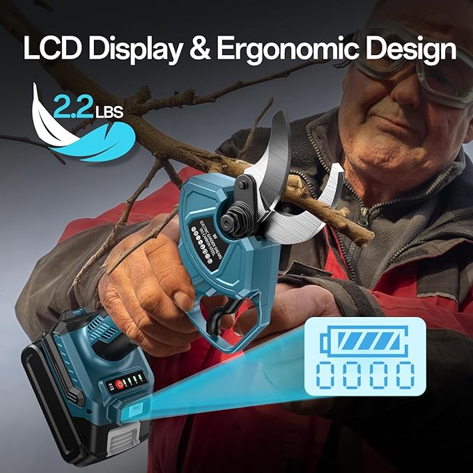 Cordless Electric Pruning Shears for Makita 18V Battery(NOT Included), 2" Cutting Diameter Brushless Power Pruner, LCD Display, 4 Levels Adjustable, Branches Cutter for Tree & Flower Trimming