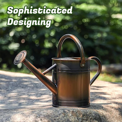 1 Gallon Watering Can for Plants, Watering Cans for Indoor&Outdoor Gardening, Galvanized Steel Watering Pot with Removable Spout, Metal Water Can with Ergonomic Movable Handle(Copper)
