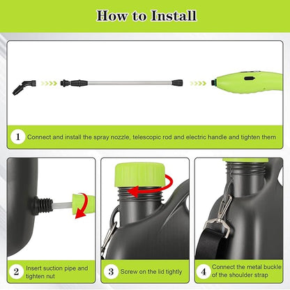 abcGoodefg Weed Sprayer Battery Operated, Electric Rechargeable Sprayer 1.35 Gallon with 3 Mist Nozzles, Retractable Wand, Water Sprayers with Adjustable Shoulder Strap for Yard, Lawn and Garden