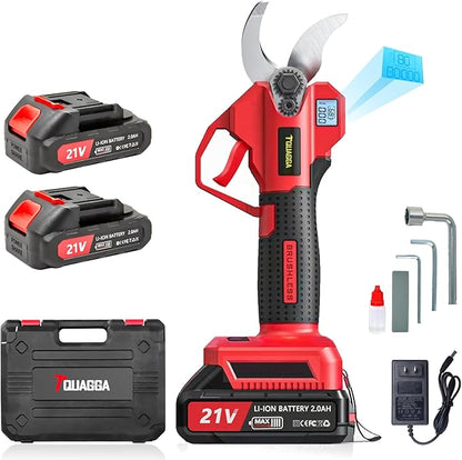 Upgraded Electric Pruning Shears,1.2" Cutting Diameter Cordless Power Pruner with LCD Display, Brushless Motor Pruning Shears with 2000mAh*2 Rechargeable Batteries for Garden Tree Pruner Branch